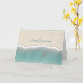 ハッピーの結婚記念日 サンディビーチ ぴよこの足跡 カード (黄色い花)