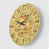 ハッピーの結婚記念日 ラージ壁時計 (傾斜)
