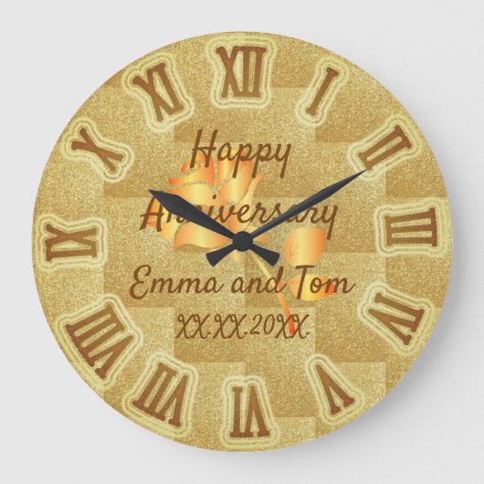 ハッピーの結婚記念日 ラージ壁時計 (正面)