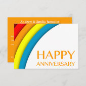 ハッピーの結婚記念日 (レトロ レインボー) 招待状 (正面/裏面)