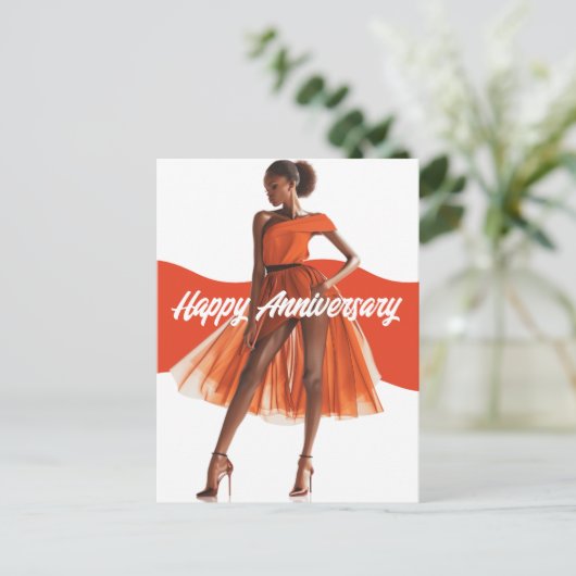 ハッピーの結婚記念日 美しいよ。 メラニンシスタ ブラック。 ポストカード (スタンド正面)