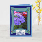 ハッピーの結婚記念日、美しい紫 カード (黄色い花)