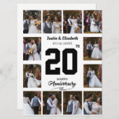 ハッピーの記念日 12 枚の写真 コラージュ 案内状 (正面/裏面)