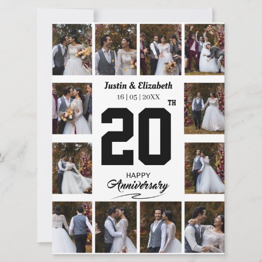 ハッピーの記念日 12 枚の写真 コラージュ 案内状 (正面)