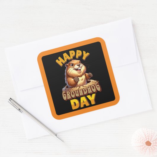 ハッピーの2月2日 スクエアシール (封筒)