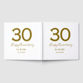 ハッピーの30周年おめでとう名前日付ゴールド太字レター ゲストブック (全面)