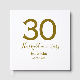 ハッピーの30周年おめでとう名前日付ゴールド太字レター ゲストブック