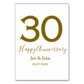 ハッピーの30周年おめでとう名前日付ゴールド太字レター テーブルナンバー (裏面)