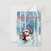 ハッピーぺんぎん - メリークリスマス - 乾杯 - 楽しい ノートカード (正面)