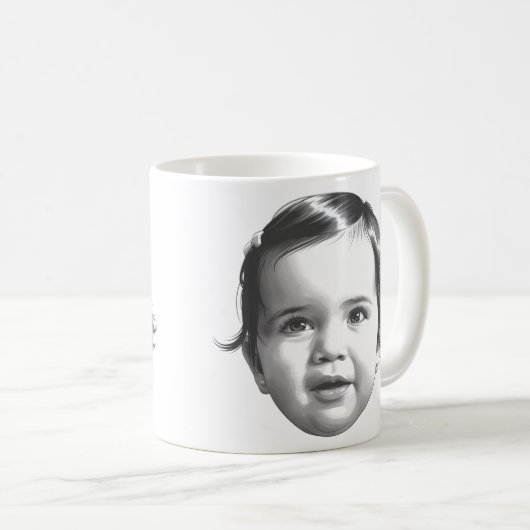 ハッピーまたは動揺ムード幼児ガールコーヒーマグ コーヒーマグカップ (正面右)