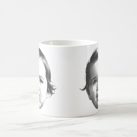 ハッピーまたは動揺ムード幼児ガールコーヒーマグ コーヒーマグカップ (中央)