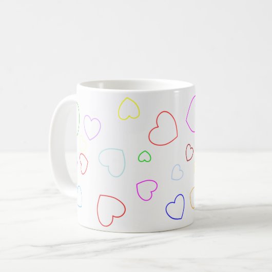 ハッピーよくはしゃぐとカラフルハートマグ コーヒーマグカップ (正面左)