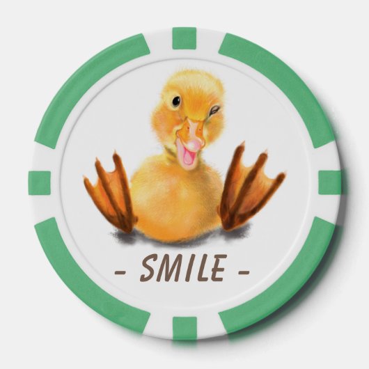 ハッピーよくはしゃぐダックおもしろいトランプのポーカーチップスマイル ポーカーチップ (正面)