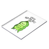 ハッピーを広げるかわいいエンドウ豆のしゃれ ノートブック (左側)