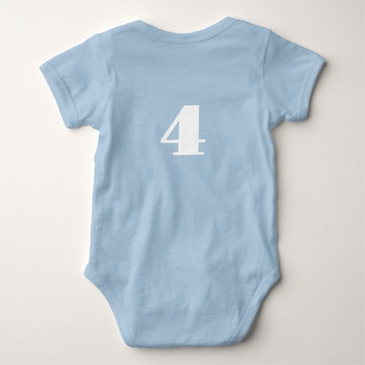 ハッピーアイシズのいとこの乗務員パーソナライズされた数 ベビーボディスーツ (裏面)