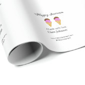 ハッピーアイスクリームの名前を追加 ウェブサイト ソーシャルメディア ラッピングペーパー (ロールコーナー)