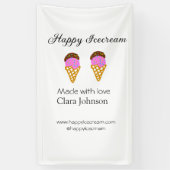 ハッピーアイスクリームの名前を追加 ウェブサイト ソーシャルメディア 横断幕 (縦)