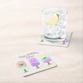 ハッピーアイスクリーム笑顔バー&ポップス スクエアペーパーコースター (インサイチュ)