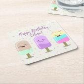 ハッピーアイスクリーム笑顔バー&ポップス スクエアペーパーコースター (アングル)