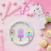 ハッピーアイスクリーム笑顔バー&ポップス ペーパープレート (パーティー)