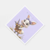 ハッピーアイリングイースターバニーエッグラベンダーボウ スタンダードランチョンナプキン (角)