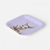 ハッピーアイリングイースターバニーエッグラベンダーボウ ペーパープレート (傾斜あり)