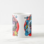 ハッピーアクエリアス紫の漫画の花瓶こぼれた水 コーヒーマグカップ (中央)