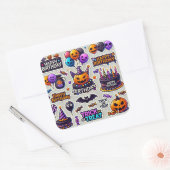 ハッピーアザ日ステッカーハロウィーンの日 スクエアシール (封筒)