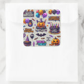 ハッピーアザ日ステッカーハロウィーンの日 スクエアシール (バッグ)