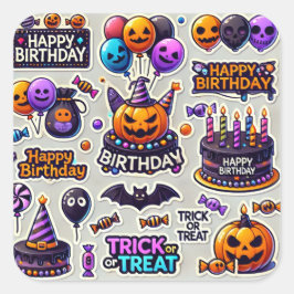 ハッピーアザ日ステッカーハロウィーンの日 スクエアシール