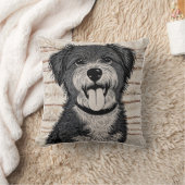 「ハッピーアップ」白黒ドッグ装飾用クッション クッション (ブランケット)