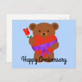 ハッピーアニバーサリーかわいいテディベア#1はがき ポストカード (正面/裏面)