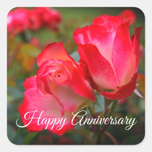 ハッピーアニバーサリーさくらんぼパフェ#4-2ステッカー スクエアシール (正面)