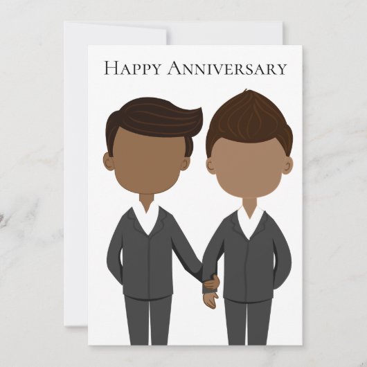 ハッピーアニバーサリーアフリカンアメリカン・カップルゲイメンズ カード (正面)