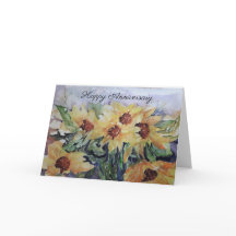 ハッピーアニバーサリーウォーターカラーサンフラワー