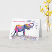 ハッピーアニバーサリーウォーターカラーゾウ カード (黄色い花)