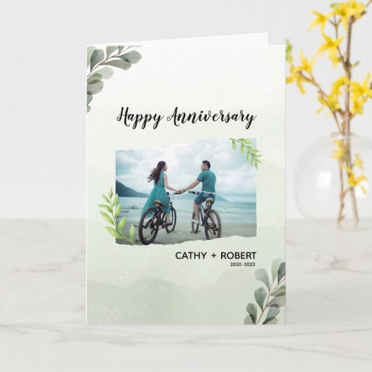 ハッピーアニバーサリーカスタムブランド折り返し挨拶 カード (黄色い花)