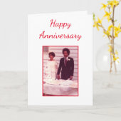 ハッピーアニバーサリーカップルの写真 カード (黄色い花)