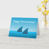 ハッピーアニバーサリーカップルシャークフィンブルーシー カード (黄色い花)