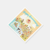 ハッピーアニバーサリーカートゥーンカリフォルニアペーパーナプキン スタンダードカクテルナプキン (角)