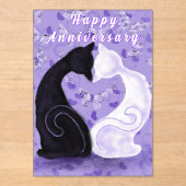 ハッピーアニバーサリーカードカップルキャットラブハート アクリル招待状 (正面)