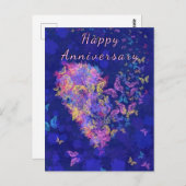 ハッピーアニバーサリーカードバタフライハート – 愛 ポストカード (正面/裏面)