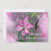 ハッピーアニバーサリーカードパープルピンクリリーフラワー (正面)