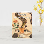ハッピーアニバーサリーカードロマンチックおもしろいキリン –  カード (黄色い花)