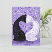 ハッピーアニバーサリーカードロマンチックな猫カップルの愛 カード (スタンド正面)