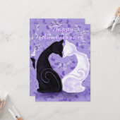 ハッピーアニバーサリーカードロマンチックな猫カップルの愛 カード (正面/裏面インサイチュ)