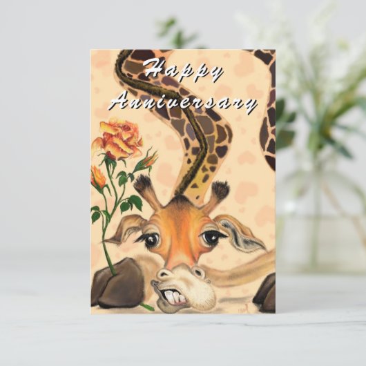 ハッピーアニバーサリーカードロマンティックキリンとバラ カード (スタンド正面)