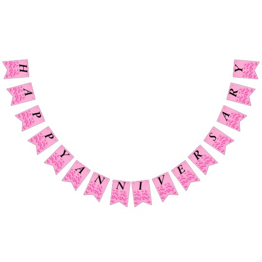 ハッピーアニバーサリークラスタブライトピンクラブハート バンティングフラッグ (全)