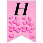 ハッピーアニバーサリークラスタブライトピンクラブハート バンティングフラッグ (第1の旗)