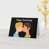 ハッピーアニバーサリーゲイメンズカップルロマンチックラブユー カード (黄色い花)